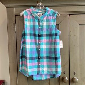 Old Navy | Sleeveless plaid top | Kids 14 (XL)